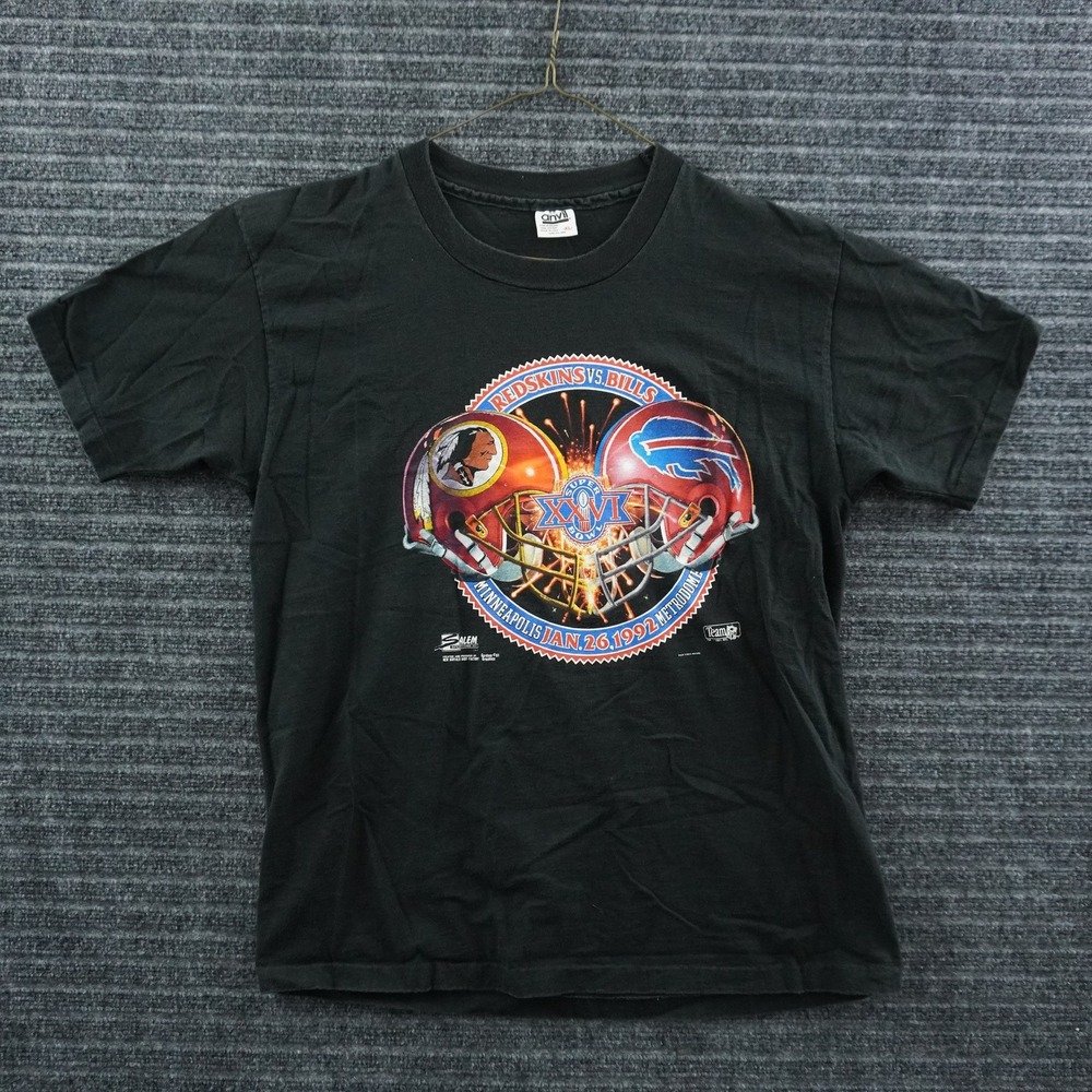 Anvil Super Bowl XXVI 1992 T-Shirt Mens XL Black Vintage Single Stitch